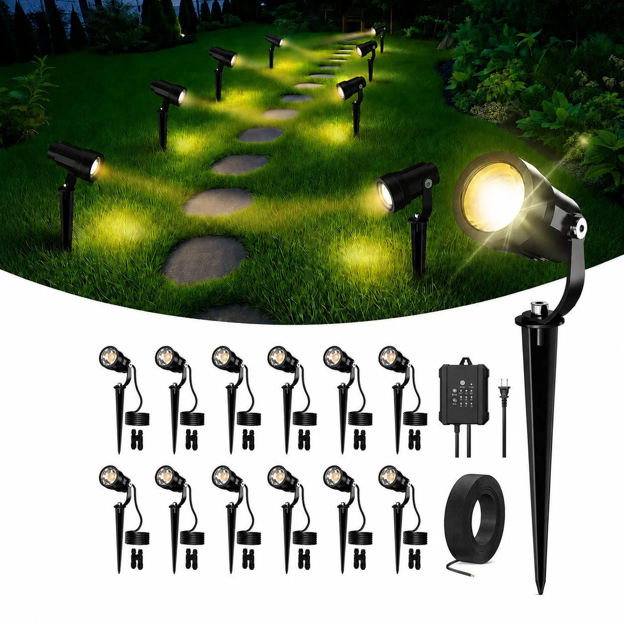 5W Low Voltage Landscape Lighting Kit with Transformer