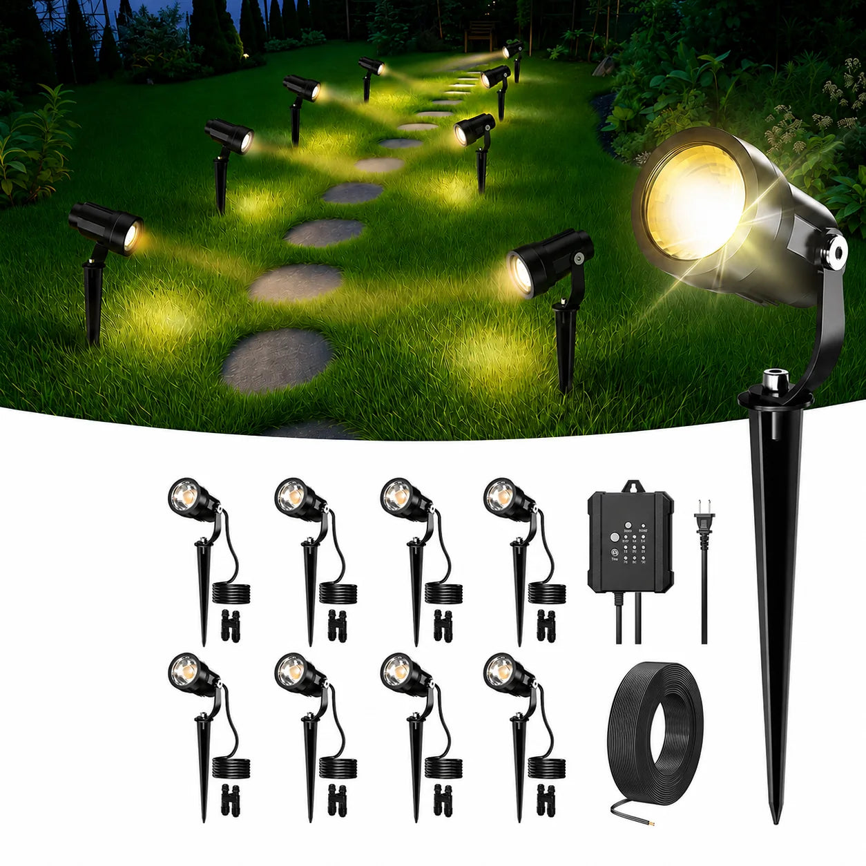 5W Low Voltage Landscape Lighting Kit with Transformer