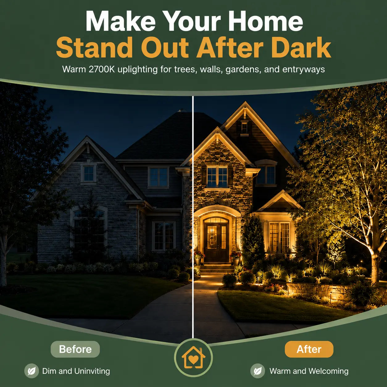 12V Low Voltage Brass LED Landscape Spotlight 5W 2700K Garden Uplight