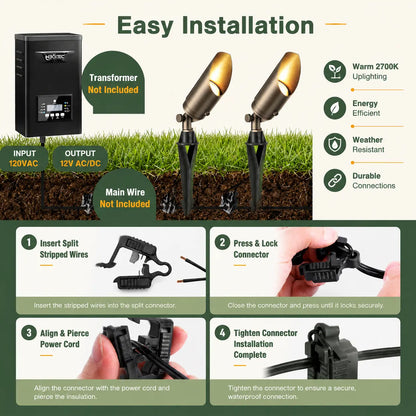 12V Low Voltage Brass LED Landscape Spotlight 5W 2700K Garden Uplight