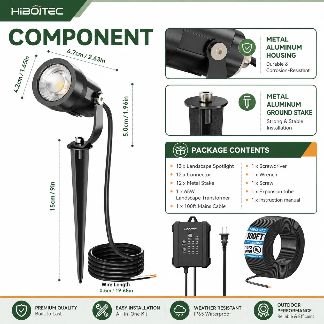5W Low Voltage Landscape Lighting Kit with Transformer
