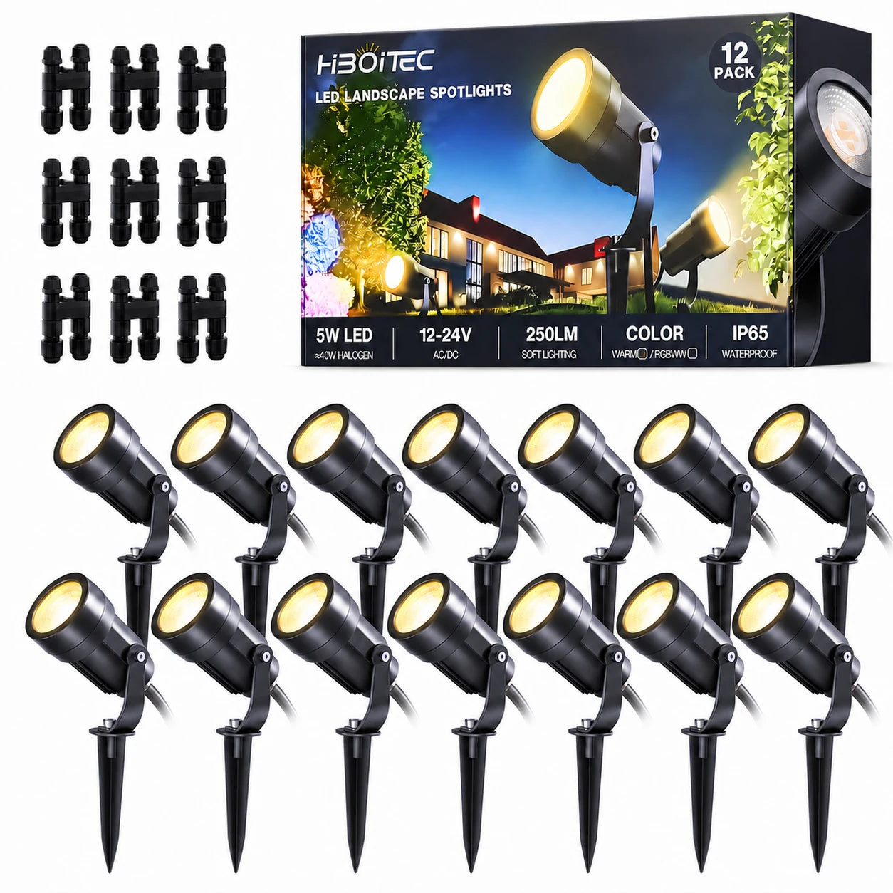 5W Low Voltage Landscape Spotlights, 2900K Warm White