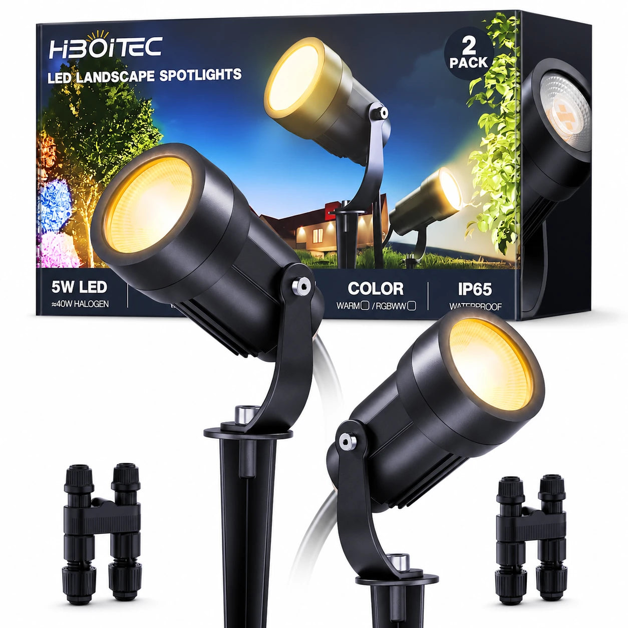 5W Low Voltage Landscape Spotlights, 2900K Warm White
