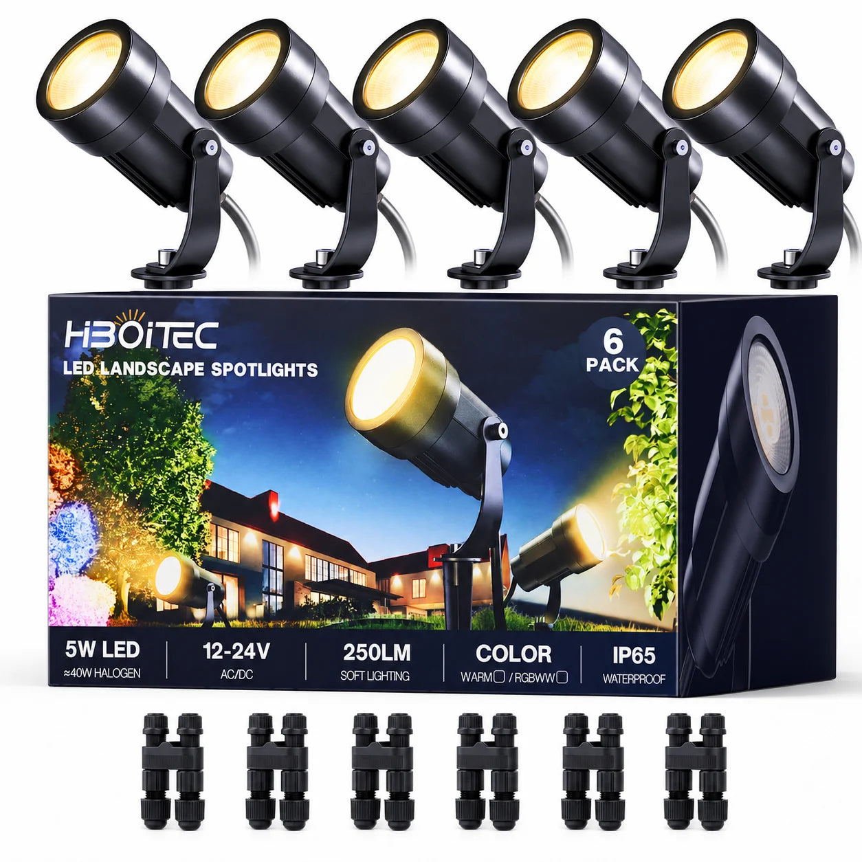5W Low Voltage Landscape Spotlights, 2900K Warm White