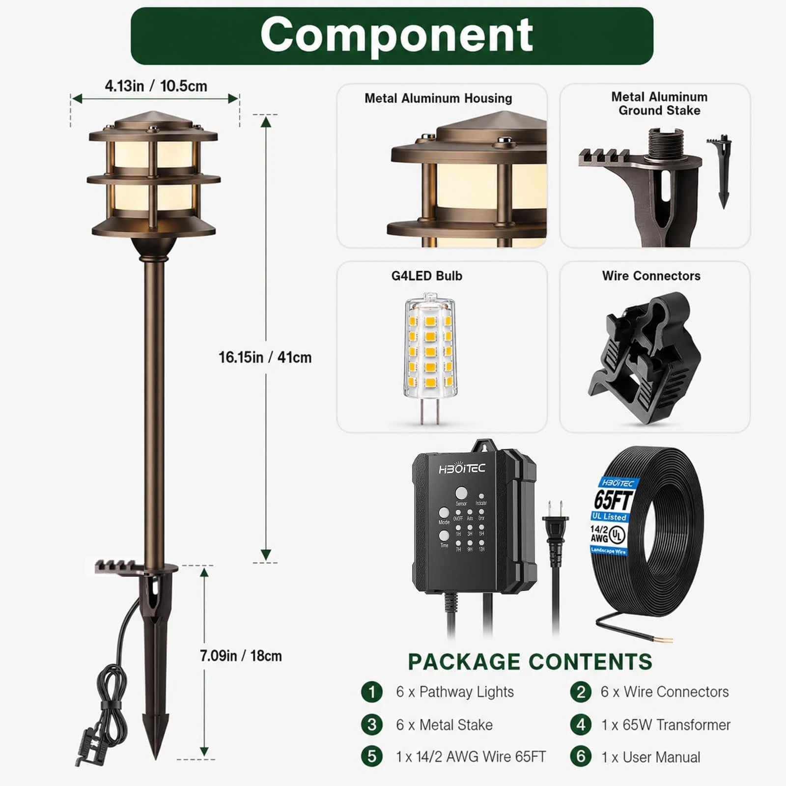 Low Voltage Pathway Lighting Kit with Replaceable G4 Bulbs