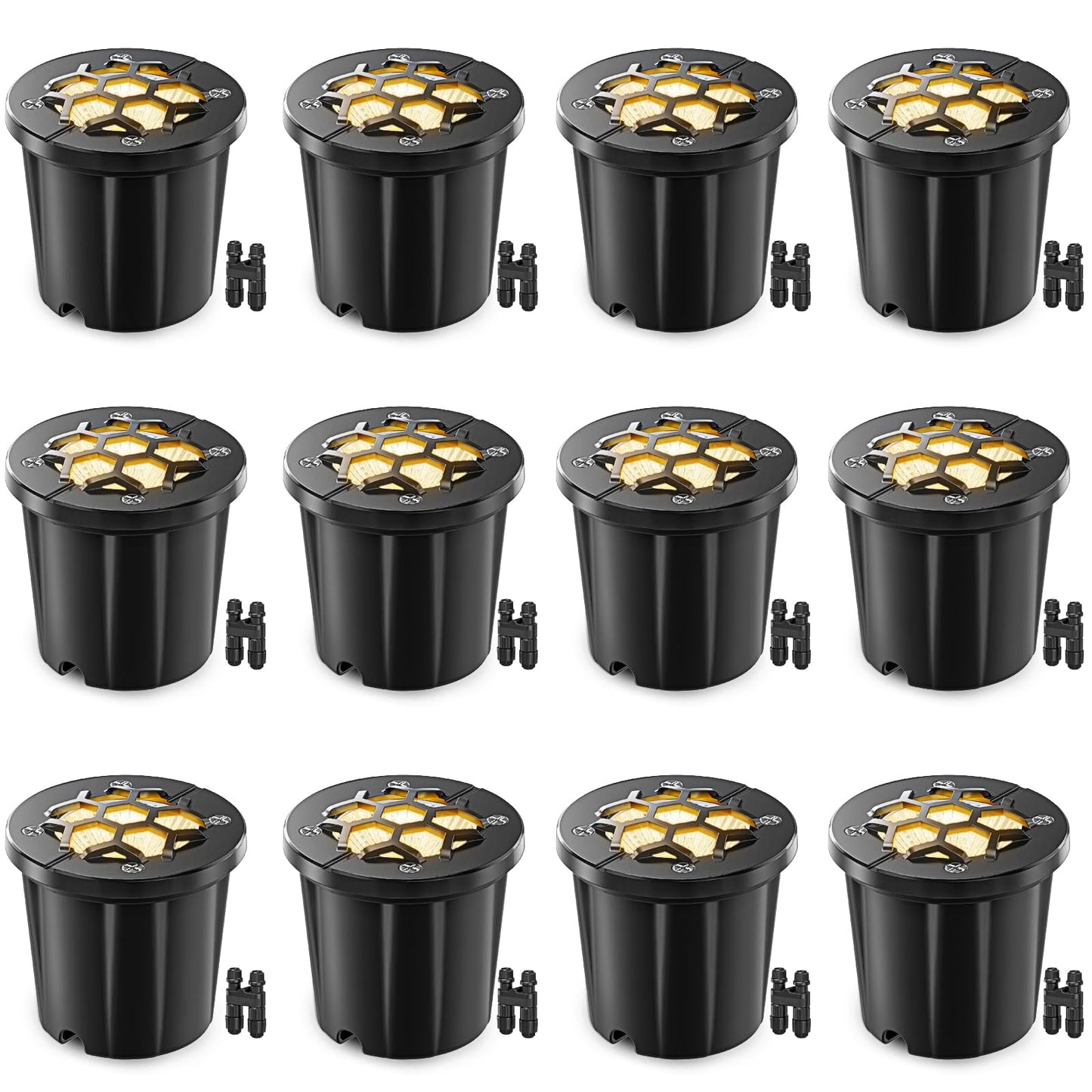 HIBOITEC Éclairage Paysager Basse Tension 12W, Projecteurs LED Extérieurs Encastrés 1200LM Ultra Lumineux Étanche IP67, 12-24V AC/DC Éclairage Paysager pour Jardin et Arbres