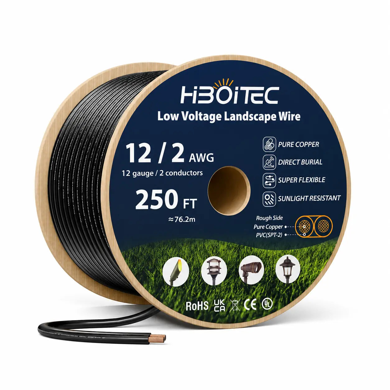 12 Gauge Low Voltage Landscape Wire, 250FT with Spool