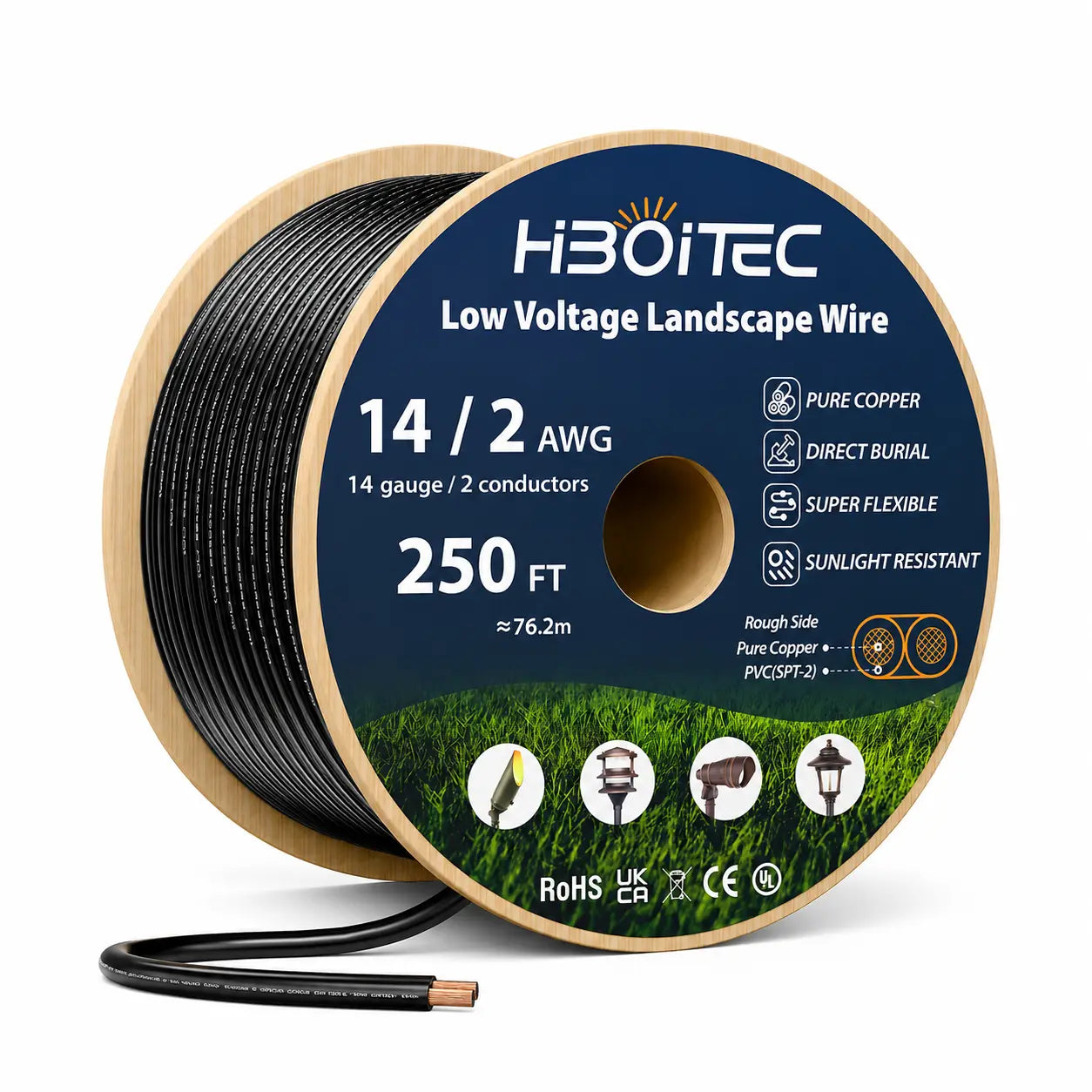 Low Voltage Landscape Wire, Pure Copper Direct Burial Cable
