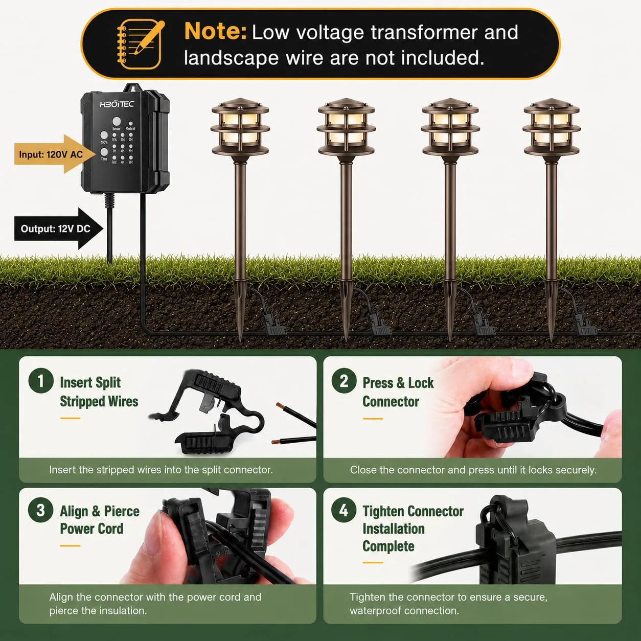 Low Voltage Pathway Light with Replaceable G4 LED Bulb