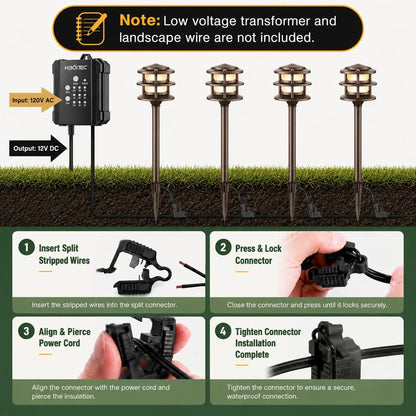 Low Voltage Pathway Light with Replaceable G4 LED Bulb