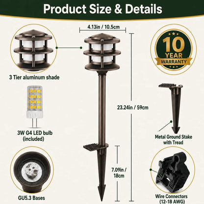 Low Voltage Pathway Light with Replaceable G4 LED Bulb