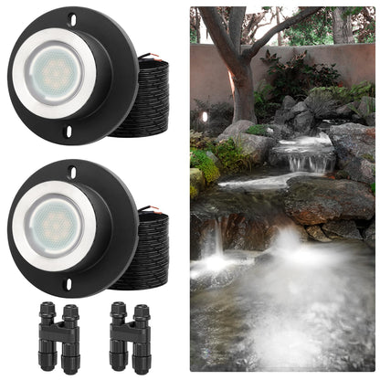 HIBOITEC Teichstrahler 3W LED IP68 Wasserdicht Unterwasserleuchten mit UL-Kabel Warmweiß 2700K Niedervolt-Landschaftsbeleuchtung für Garten, Springbrunnen, Pool, kompatibel mit 12-24V AC/DC Farbe: Warm