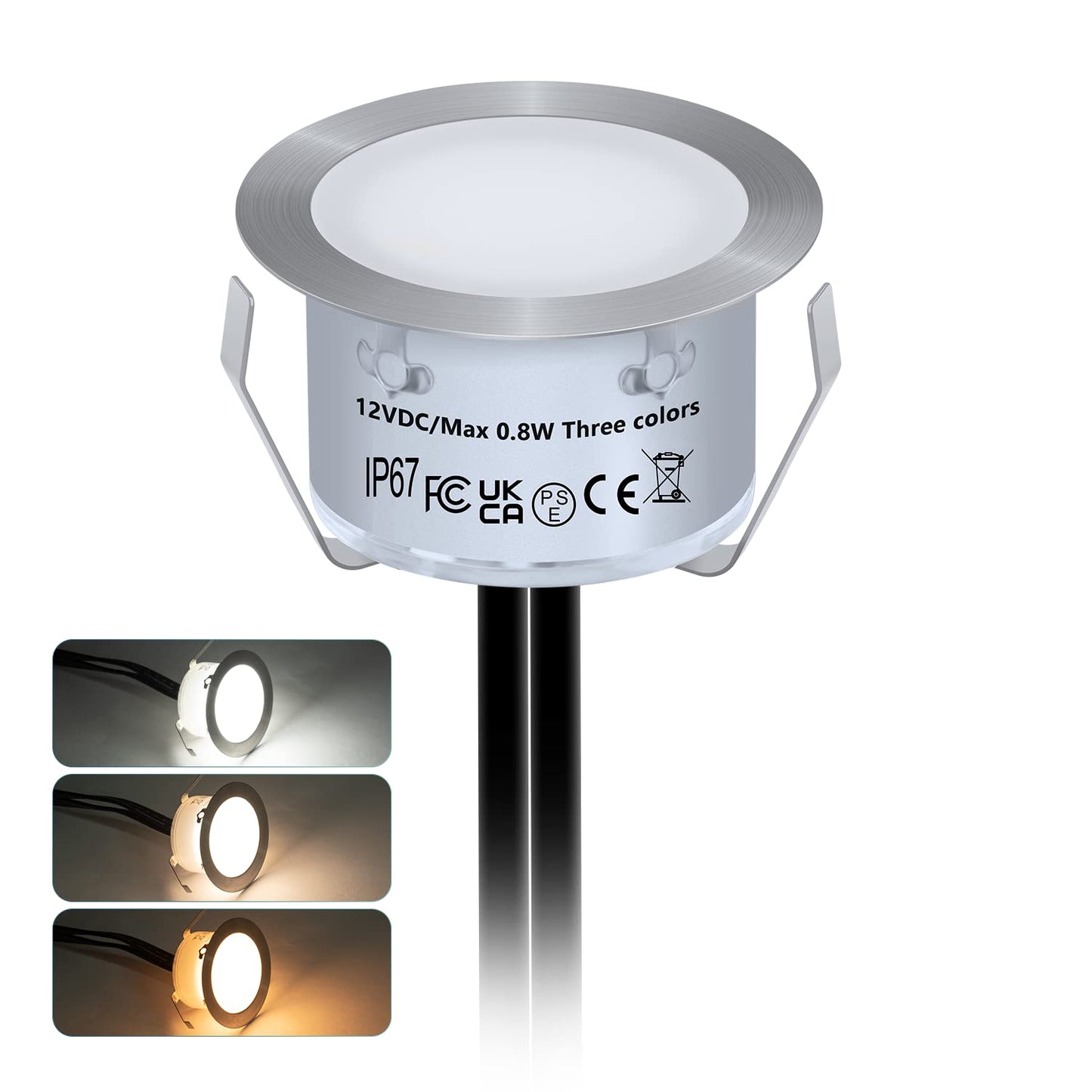 HIBOITEC Einbau-LED-Deckleuchten-Kits mit Fernbedienung φ42mm, 10er-Pack Terrassenbeleuchtung IP67 Wasserdicht, 12V Niedervolt-LED-Erdspießleuchten für Hof, Garten, Terrasse, Treppenhaus Farbe: Warmweiß