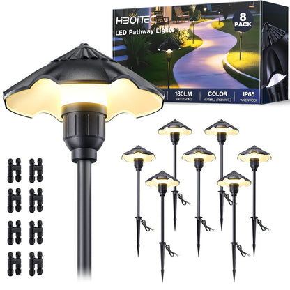HIBOITEC Low Voltage Pathway Lights Wired 3W 12-24V 180LM 2900K LED Landscape Path Lighting Outdoor Waterproof Aluminum Landscape Lights for Yard Walkway Garden