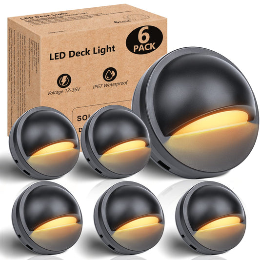 HIBOITEC Low Voltage LED Deck Lights 2.5W Landscape Step Stair Railing Light IP67 Waterproof for Outdoor Accent Lighting Garden Fence 2700K Warm 12-36V AC/DC UL-Listed (Transformer Not Included)
