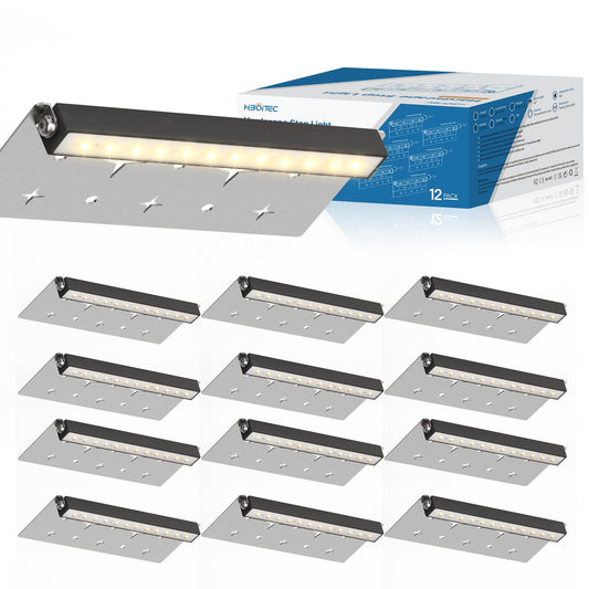 HIBOITEC Éclairage Paysager 7 Pouces, Appliques Murales LED pour Murs de Soutènement, 2700K Éclairage de Paysage Basse Tension, Projecteurs d'Extérieur Étanches IP67 12V-24V pour Escaliers, Terrasses, Allées, Pavés, Lot de 12 avec Connecteurs