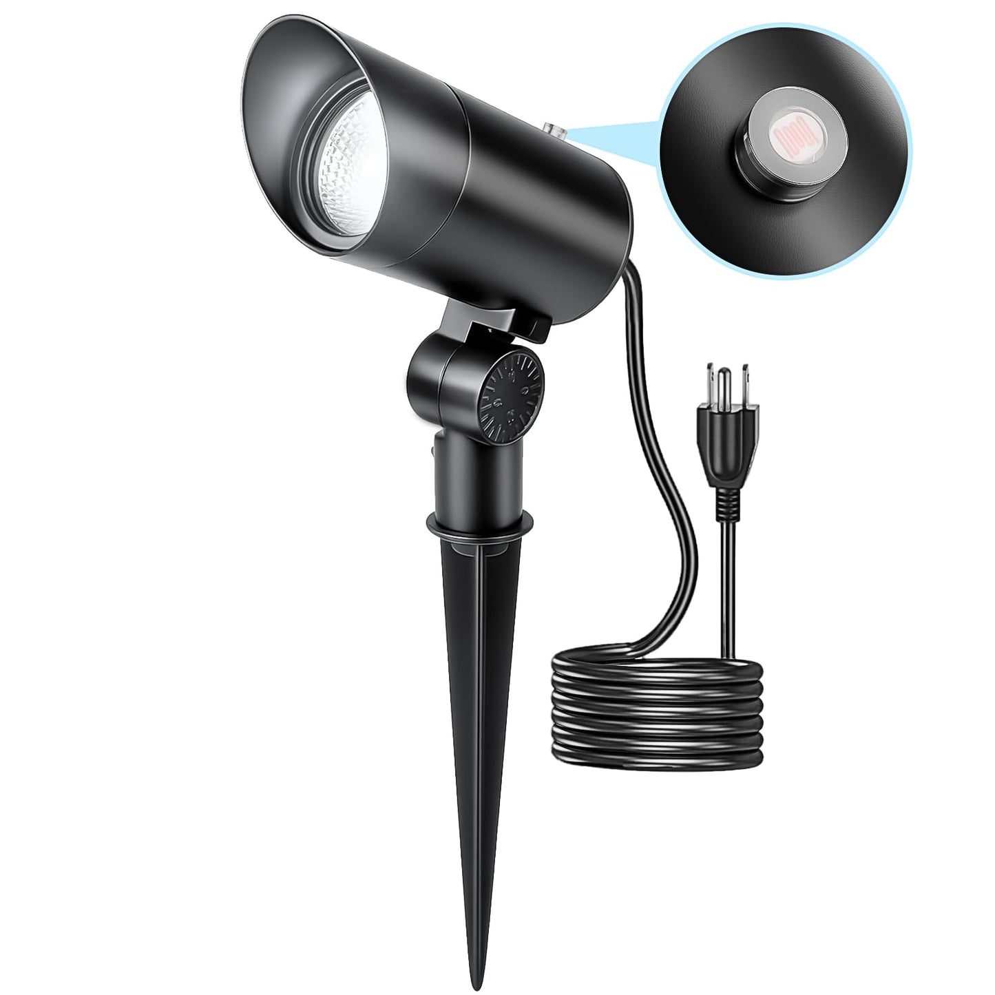 HIBOITEC 30W Spot Lights Outdoor Dusk to Dawn 120V Plug in Flag Pole Light 3000LM 5000K LED Waterproof Landscape Spotlight for Yard Garden Tree Statue, 5.9 FT Cord with Plug