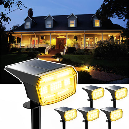 HIBOITEC Projecteurs solaires extérieurs étanches 59 LED Lumières de paysage alimentées par énergie solaire Éclairage vers le haut Luminosité réglable Du crépuscule à l'aube pour l'extérieur Jardin Arbres 8 paquets Blanc chaud