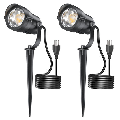 HIBOITEC Projecteurs extérieurs 12W 110V à 120V Éclairage paysager Spot étanche avec câble de 1,5m et prise à 3 broches, Lampes de jardin à brancher pour décorations de cour et de jardin 2900K, Blanc chaud