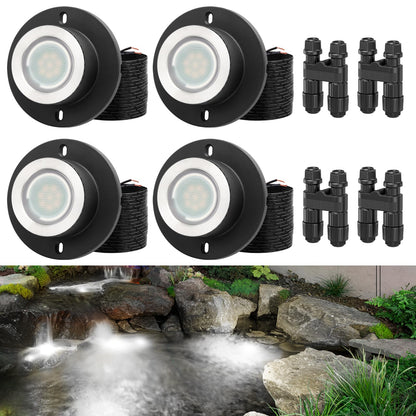 HIBOITEC Teichstrahler 3W LED IP68 Wasserdicht Unterwasserleuchten mit UL-Kabel Warmweiß 2700K Niedervolt-Landschaftsbeleuchtung für Garten, Springbrunnen, Pool, kompatibel mit 12-24V AC/DC Farbe: Warm