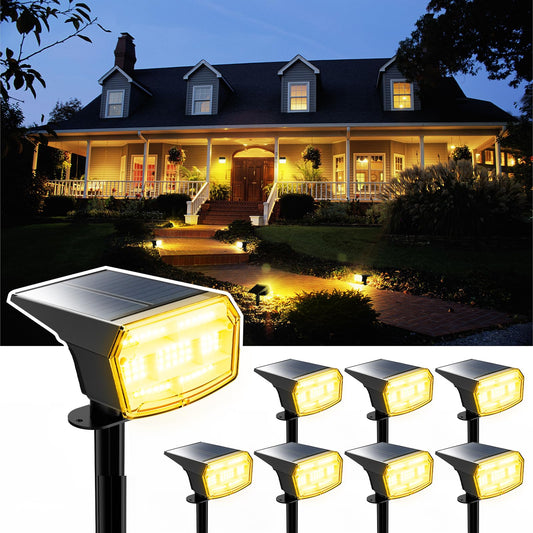 HIBOITEC Solar Spot Lights Outdoor Waterproof 59LED Landscape Lights Solar Powered Uplights Adjustable Brightness Dusk to Dawn for Outside Garden Yard Trees  Warm White