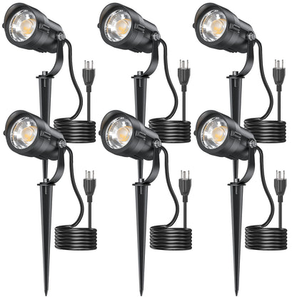HIBOITEC 12W Strahler Außenbereich 110V bis 120V Landschaftsbeleuchtung Wasserdichter Strahler mit 1,5m 3-Stecker LED Plug-in Landschaftsleuchten für Hof Garten Dekorationen 2900K