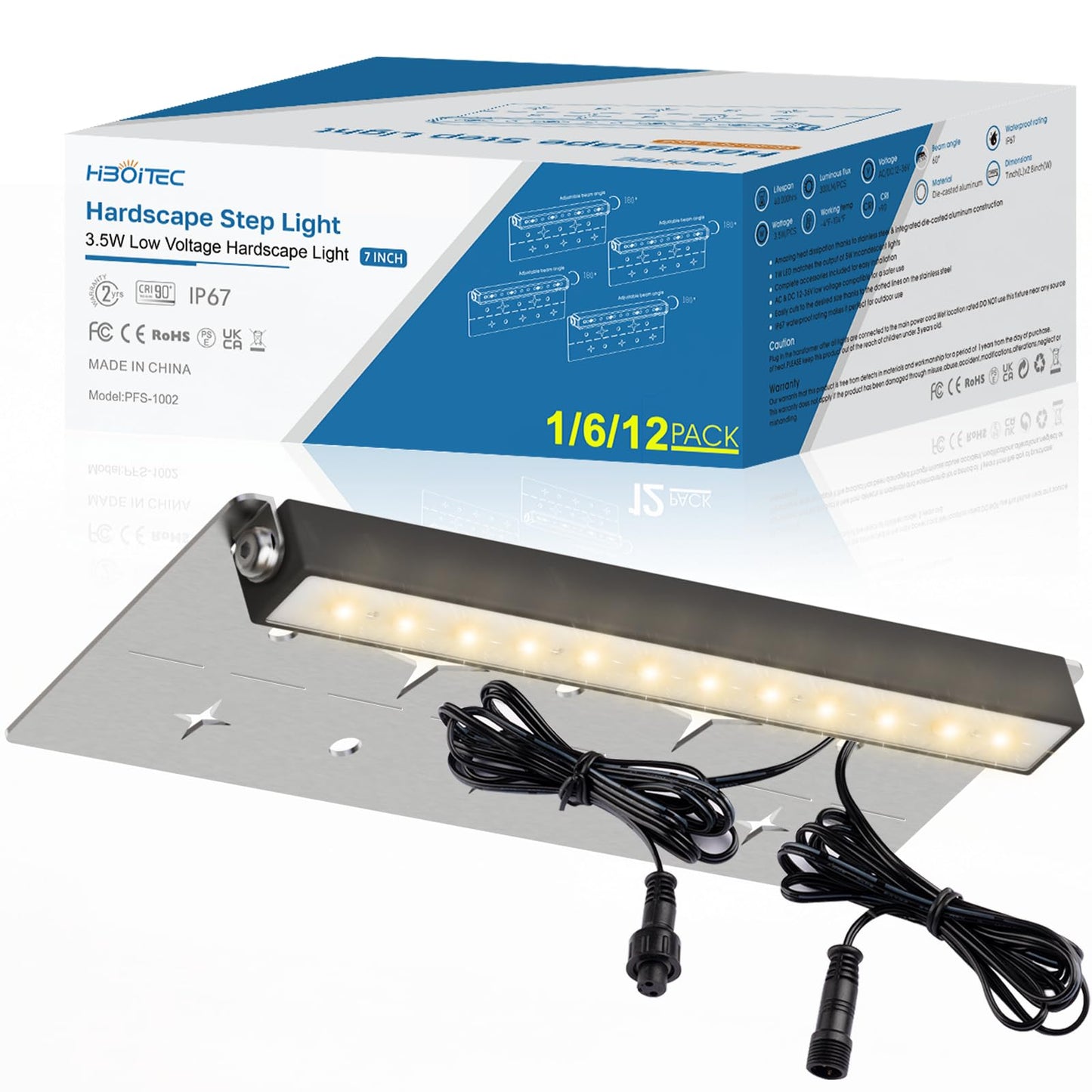 7-Inch Low Voltage Retaining Wall Lights, IP67 Waterproof