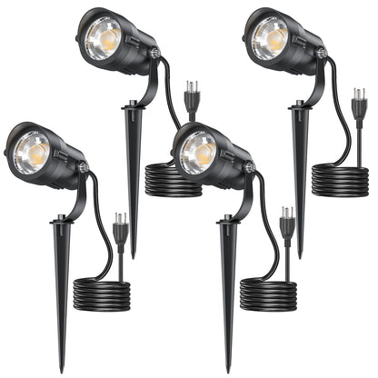 HIBOITEC 12W Strahler Außenbereich 110V bis 120V Landschaftsbeleuchtung Wasserdichter Strahler mit 1,5m 3-Stecker LED Plug-in Landschaftsleuchten für Hof Garten Dekorationen 2900K