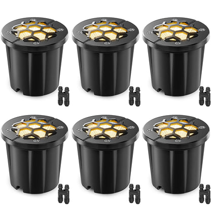 HIBOITEC Low Voltage Landscape Lights 12W, LED Outdoor In-Ground Lights 1200LM Ultra Bright Waterproof IP67 Pathway Lights, 12-24V AC/DC Landscape Lighting for Yard Garden Tree Uplighting