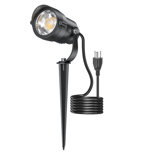 HIBOITEC 12W Spot Lights Outdoor 110V to 120V Landscape Lighting Waterproof Spotlight with 4.9ft 3-Plug LED Plug in Landscape Lights for Yard Gardern Decorations 5000K Color: White