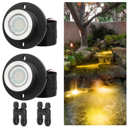 HIBOITEC Teichstrahler 3W LED IP68 Wasserdicht Unterwasserleuchten mit UL-Kabel Warmweiß 2700K Niedervolt-Landschaftsbeleuchtung für Garten, Springbrunnen, Pool, kompatibel mit 12-24V AC/DC Farbe: Warm