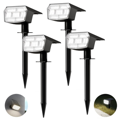 HIBOITEC Projecteurs Solaires Extérieurs 59 LED 3 Modes d'Éclairage Lampes Paysagères à Énergie Solaire Spots Étanche Luminosité Réglable Du Crépuscule à l'Aube pour Jardin Cour Arbres Blanc Froid