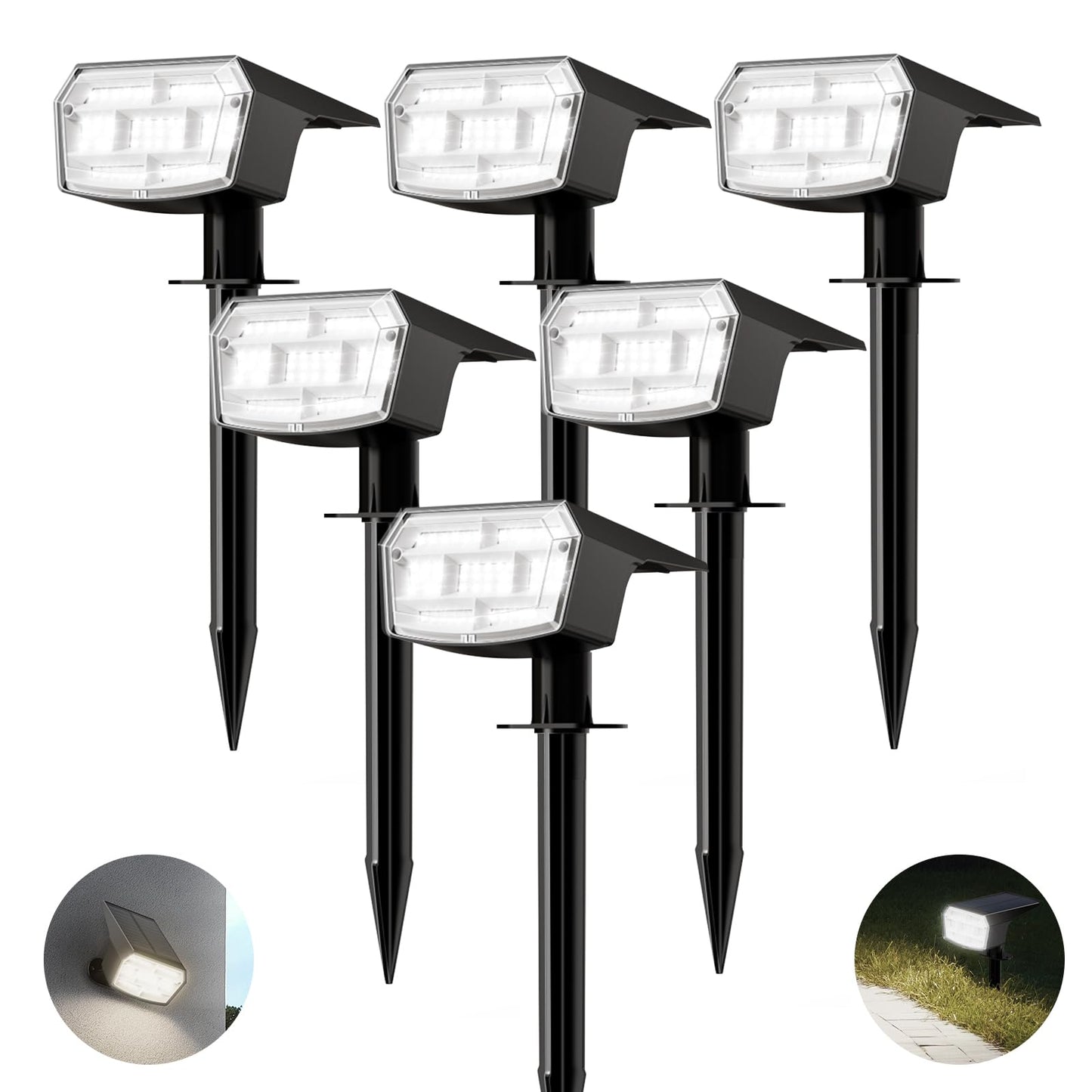 HIBOITEC Projecteurs Solaires Extérieurs 59 LED 3 Modes d'Éclairage Lampes Paysagères à Énergie Solaire Spots Étanche Luminosité Réglable Du Crépuscule à l'Aube pour Jardin Cour Arbres Blanc Froid