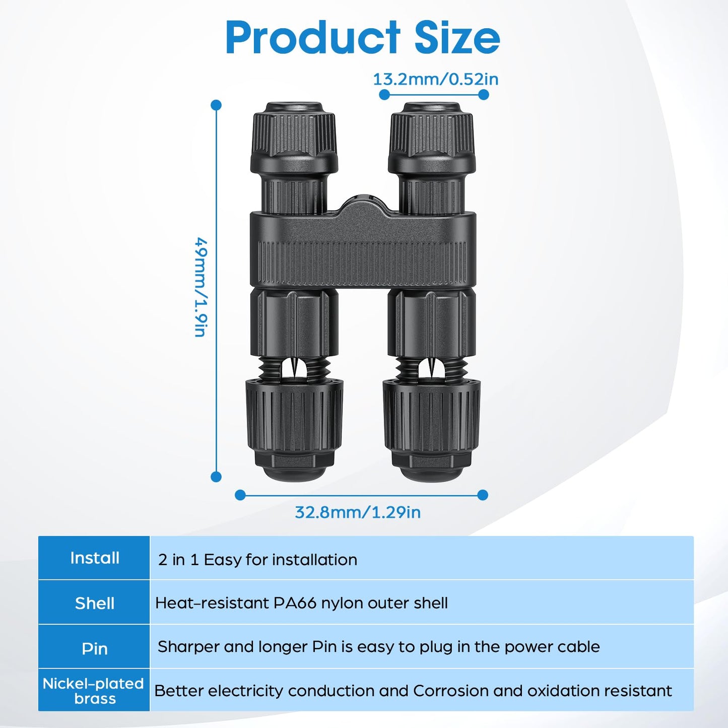 Connecteurs de fils HIBOITEC pour projecteurs/bornes lumineuses/spots encastrables/marchepieds de bureau basse tension extérieurs, connecteurs d'éclairage paysager étanches de calibre 12-18