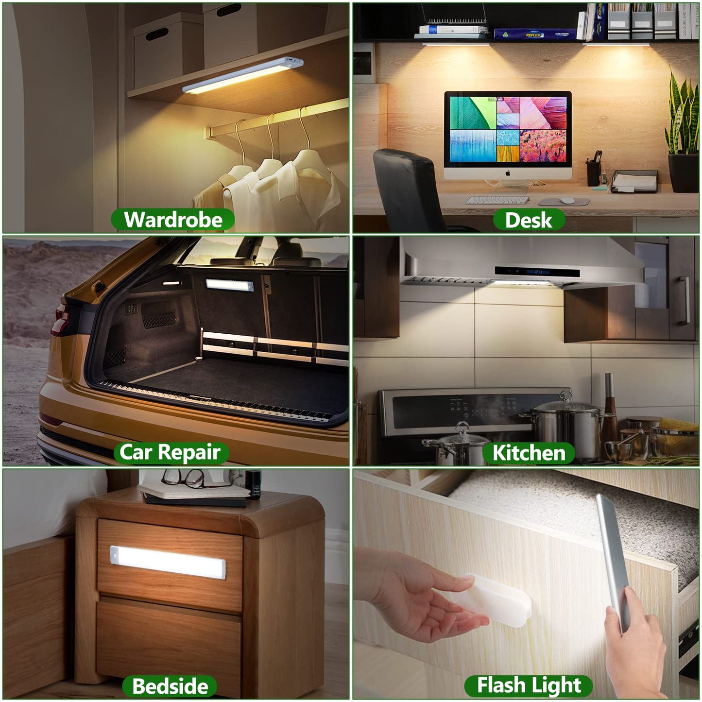 HIBOITEC Under Cabinet Lighting Motion Sensor Lights Indoor, 3 Color Temperatures Wireless Rechargeable Closet Light, Dimmable Under Counters Light for Kitchen, Wardrobe, Closets, Cupboard, 1Pack